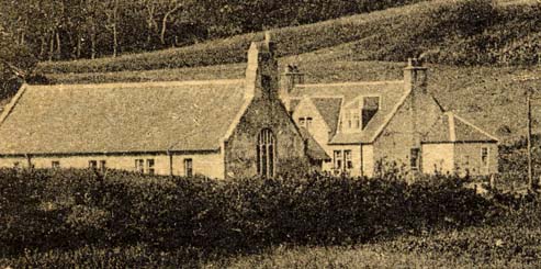 Old photo of Ardvasar church and manse